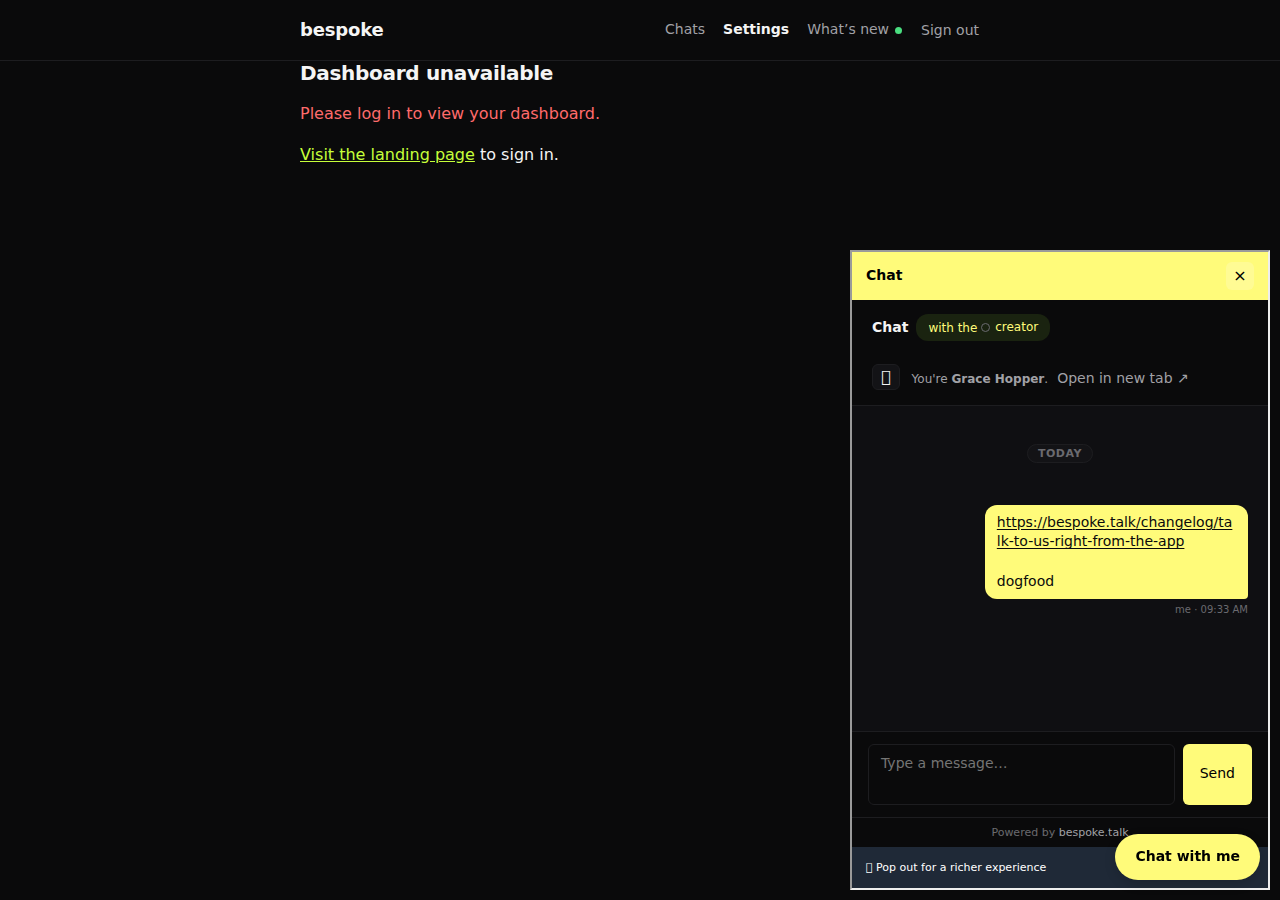 A chat bubble in a pale yellow theme with a long underlined link clearly readable in dark text